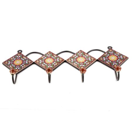 Brown Ceramic Floral Tiles Hooks Online